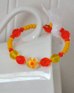 Yellow Orange Flower Bracelet