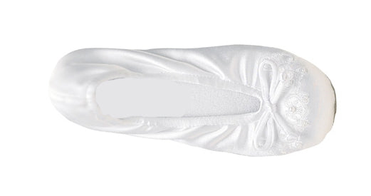 White LDS Temple Shoe, flat slipper style with a leather sole ...